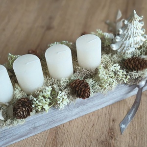 Natúr adventi asztaldísz, koszorú - karácsony - adventi díszek - adventi gyertyadíszek és koszorúdíszek - Meska.hu