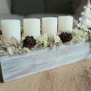 Natúr adventi asztaldísz, koszorú - karácsony - adventi díszek - adventi gyertyadíszek és koszorúdíszek - Meska.hu