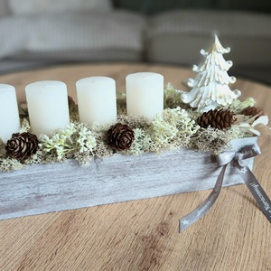 Natúr adventi asztaldísz, koszorú - karácsony - adventi díszek - adventi gyertyadíszek és koszorúdíszek - Meska.hu