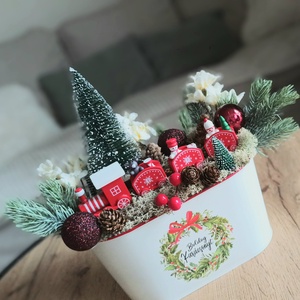 Karácsonyi csodavilág havas virágokkal - karácsony - adventi díszek - adventi asztaldísz - Meska.hu