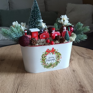 Karácsonyi csodavilág havas virágokkal - karácsony - adventi díszek - adventi asztaldísz - Meska.hu