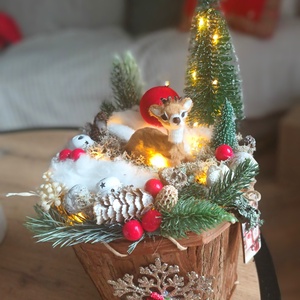 Őzikés világító asztaldísz dekoráció  - karácsony - adventi díszek - adventi asztaldísz - Meska.hu