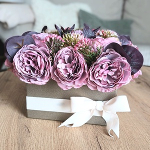 Tavaszi lila virágbox - otthon & életmód - virágdekoráció - virágdíszek - asztali virágdísz - Meska.hu