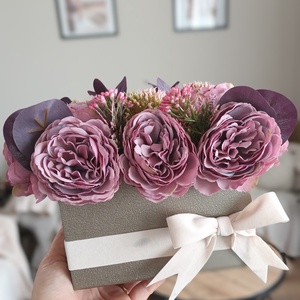 Tavaszi lila virágbox - otthon & életmód - virágdekoráció - virágdíszek - asztali virágdísz - Meska.hu