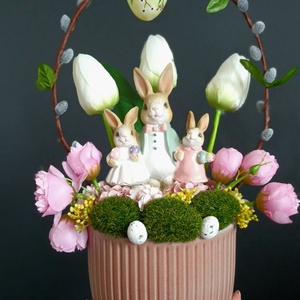 Nyuszis rózsaszín kaspó - otthon & életmód - dekoráció - asztal és polc dekoráció - asztaldísz - Meska.hu