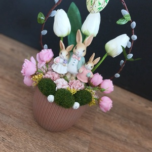 Nyuszis rózsaszín kaspó - otthon & életmód - dekoráció - asztal és polc dekoráció - asztaldísz - Meska.hu