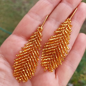 Aranytoll gyöngy fülbevaló - ékszer - fülbevaló - lógó fülbevaló - Meska.hu