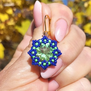 Zöld köves fülbevaló - ékszer - fülbevaló - lógó fülbevaló - Meska.hu