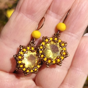 Sárga köves fülbevaló - ékszer - fülbevaló - lógó fülbevaló - Meska.hu