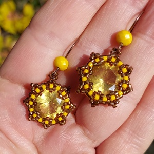 Sárga köves fülbevaló - ékszer - fülbevaló - lógó fülbevaló - Meska.hu