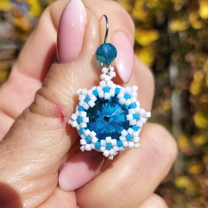 Kék Swarowski köves fülbevaló - Meska.hu