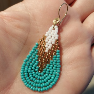 Türkizzöld csepp gyöngyfülbevaló - ékszer - fülbevaló - lógó csepp fülbevaló - Meska.hu
