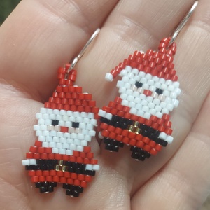 Pocakos Mikulás gyöngyfülbevaló  - ékszer - fülbevaló - lógó fülbevaló - Meska.hu