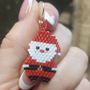 Pocakos Mikulás gyöngyfülbevaló  - ékszer - fülbevaló - lógó fülbevaló - Meska.hu