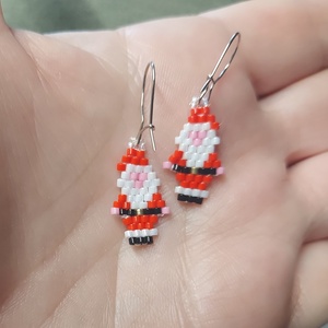 Mini Mikulás gyöngyfülbevaló  - ékszer - fülbevaló - lógó fülbevaló - Meska.hu