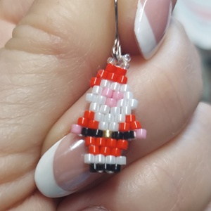 Mini Mikulás gyöngyfülbevaló  - ékszer - fülbevaló - lógó fülbevaló - Meska.hu
