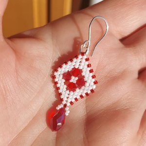 Piros Swarovski gyöngyfülbevaló - ékszer - fülbevaló - lógó fülbevaló - Meska.hu