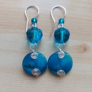 Kék gyöngyfülbevaló - ékszer - fülbevaló - lógó fülbevaló - Meska.hu