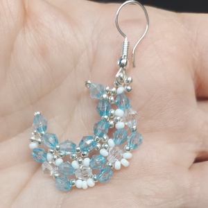 Ezüst Hold gyöngyfülbevaló - ékszer - fülbevaló - lógó fülbevaló - Meska.hu