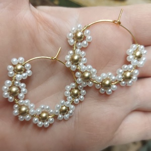 Gyöngyös karika fülbevaló - ékszer - fülbevaló - karika fülbevaló - Meska.hu