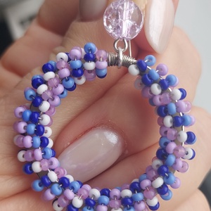 Lila karika gyöngyfülbevaló - ékszer - fülbevaló - karika fülbevaló - Meska.hu