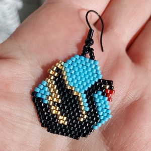 Fekete hattyú gyöngyfülbevaló - ékszer - fülbevaló - lógó fülbevaló - Meska.hu