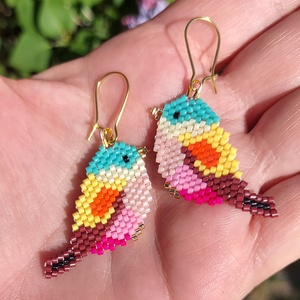 Madárka gyöngyfülbevaló  - ékszer - fülbevaló - lógó fülbevaló - Meska.hu