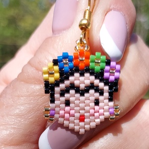 Frida Kahlo gyöngy fülbevaló  - ékszer - fülbevaló - lógó fülbevaló - Meska.hu