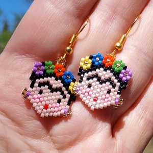 Frida Kahlo gyöngy fülbevaló  - Meska.hu