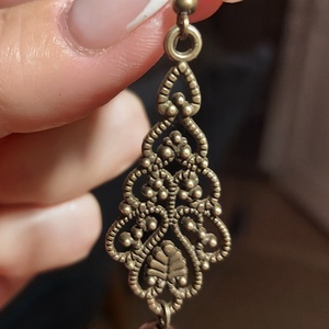 Gyöngyös bronz fülbevaló  - ékszer - fülbevaló - lógó fülbevaló - Meska.hu