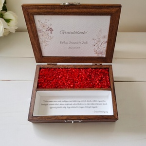 Esküvői pénzátadó doboz szárított virágokkal, nászajándék - piros glixia - esküvő - emlék & ajándék - nászajándék - esküvői pénzátadó doboz - Meska.hu