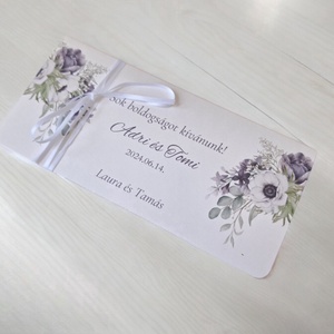 Esküvői pénzátadó boríték, nászajándék - lila virágos - esküvő - emlék & ajándék - nászajándék - esküvői pénzátadó boríték, kártya - Meska.hu
