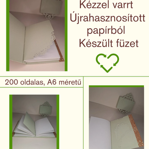 Parafa borítású füzet, A6, újrahasznosított papírból - otthon & életmód - papír, írószer - jegyzetfüzet & napló - Meska.hu