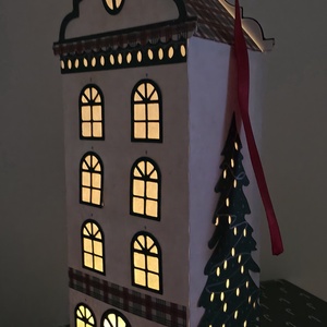 Holland ház lámpás és doboz - karácsony - karácsonyi lakásdekoráció - karácsonyi fénydekoráció - Meska.hu
