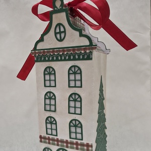 Holland ház lámpás és doboz, Karácsony, Karácsonyi lakásdekoráció, Karácsonyi fénydekoráció, Papírművészet, MESKA