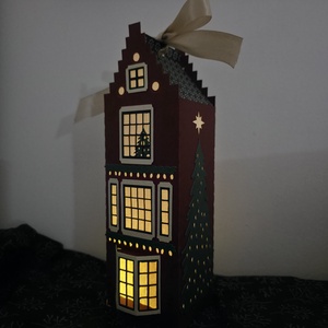 Holland ház lámpás (lépcsőzetes) - karácsony - karácsonyi lakásdekoráció - karácsonyi falu, házikó - Meska.hu