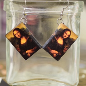 Könyv fülbevaló (Mona Lisa) - ékszer - fülbevaló - lógó fülbevaló - Meska.hu