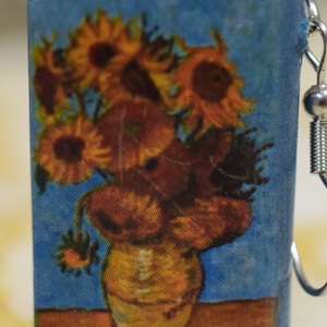 Könyv fülbevaló (napraforgók), Ékszer, Fülbevaló, Lógó fülbevaló, Könyvkötés, MESKA