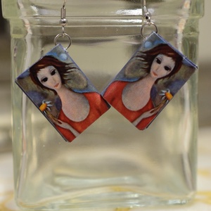 Könyv fülbevaló (százszorszép) - ékszer - fülbevaló - lógó fülbevaló - Meska.hu