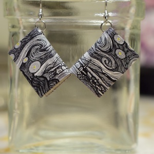 Könyv fülbevaló (csillagos éj) - ékszer - fülbevaló - lógó fülbevaló - Meska.hu