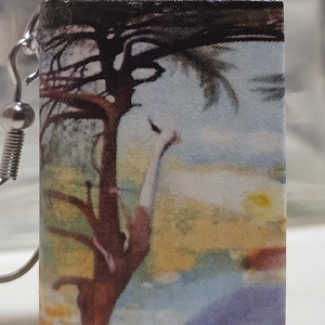 Könyv fülbevaló (cédrus), Ékszer, Fülbevaló, Lógó fülbevaló, Könyvkötés, MESKA