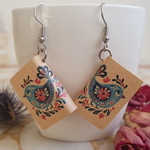 Könyv fülbevaló (népi madaras) - ékszer - fülbevaló - lógó fülbevaló - Meska.hu