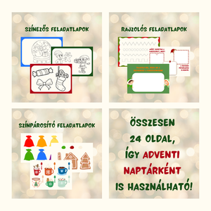 KARÁCSONYI foglalkoztató (digitális, nyomtatható) / adventi naptár / 24 oldalas / 3-5 éves gyermekeknek - művészet - grafika & illusztráció - digitális - Meska.hu