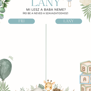 Cuki szafari állatkás Babaváró meghívó - Személyre szabott Gender Reveal meghívó borítékkal (Digitális vagy Nyomtatott) - baba - mama - babaemlékek - babaváró meghívó - Meska.hu