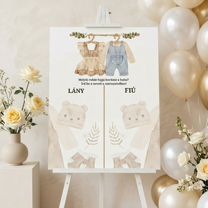 Cuki ruhás macis Babaváró meghívó - Személyre szabott Gender Reveal meghívó borítékkal (Digitális vagy Nyomtatott) - baba - mama - babaemlékek - babaváró meghívó - Meska.hu