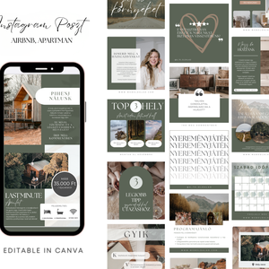 50 db Instagram Canva Sablon Szálláshelyeknek, Airbnb, Erdei Házikó marketing csomag � Digitális termék - Meska.hu