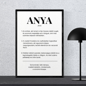 Nyomtatható ANYA szótár poszter, egyedi falikép digitális sablon � Anyák napi ajándék, születésnapra - Meska.hu