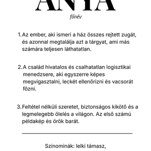 Nyomtatható ANYA szótár poszter, egyedi falikép digitális sablon � Anyák napi ajándék, születésnapra - otthon & életmód - dekoráció - kép & falikép - poszter - Meska.hu