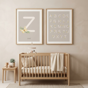 Skandináv névre szóló babaszoba falikép, egyedi betűs gyerekszoba dekoráció, lepkés ábécé poszter - baba - mama - babaszoba dekoráció - babanév dekoráció - Meska.hu