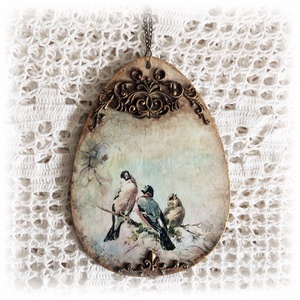Tavaszi madárcsicsergés - tojásfüggő, Otthon & Életmód, Dekoráció, Fali és függő dekoráció, Függődísz, Decoupage, transzfer és szalvétatechnika, MESKA